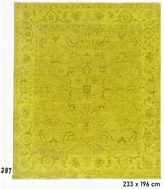 Limettengrüner Ziegler Teppich – 233 x 196 cm – Handgeknüpft aus Wolle