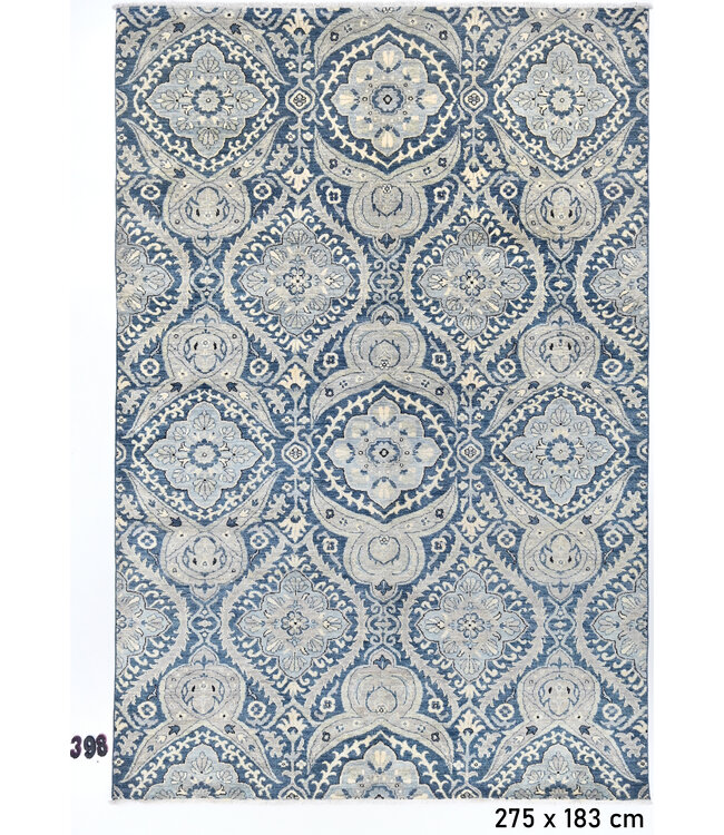 Blauw Ziegler Vloerkleed – 275 x 183 cm – Handgeknoopt Wol