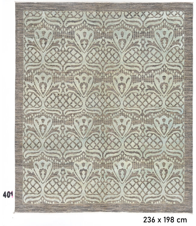 Grüner Moderner Teppich – 236 x 198 cm – Handgeknüpft aus Wolle