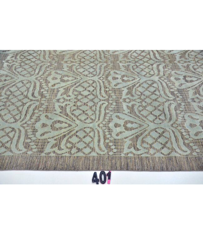 Grüner Moderner Teppich – 236 x 198 cm – Handgeknüpft aus Wolle