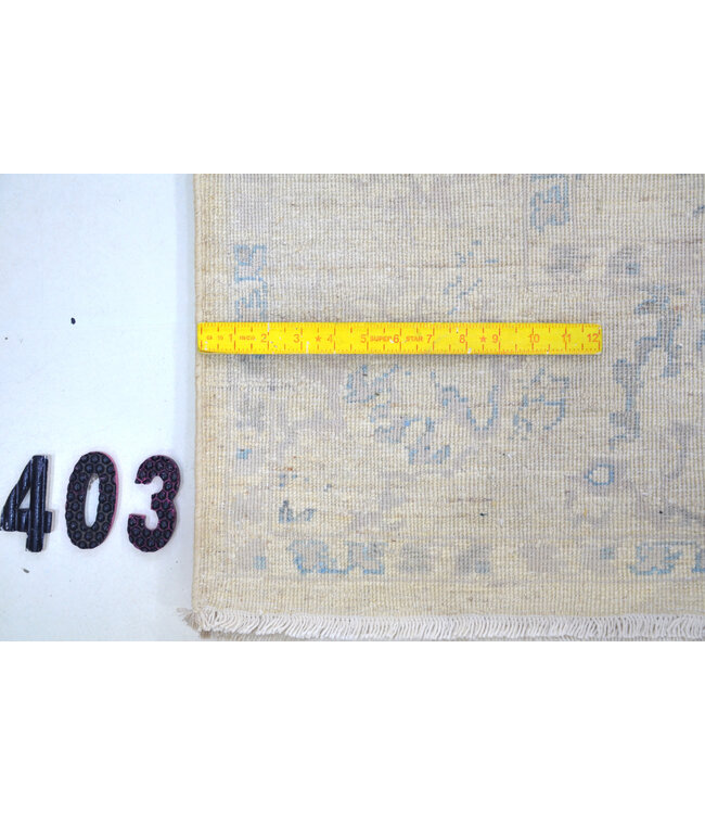 Beige-Blauer Vintage Teppich – 233 x 166 cm – Handgeknüpft aus Wolle