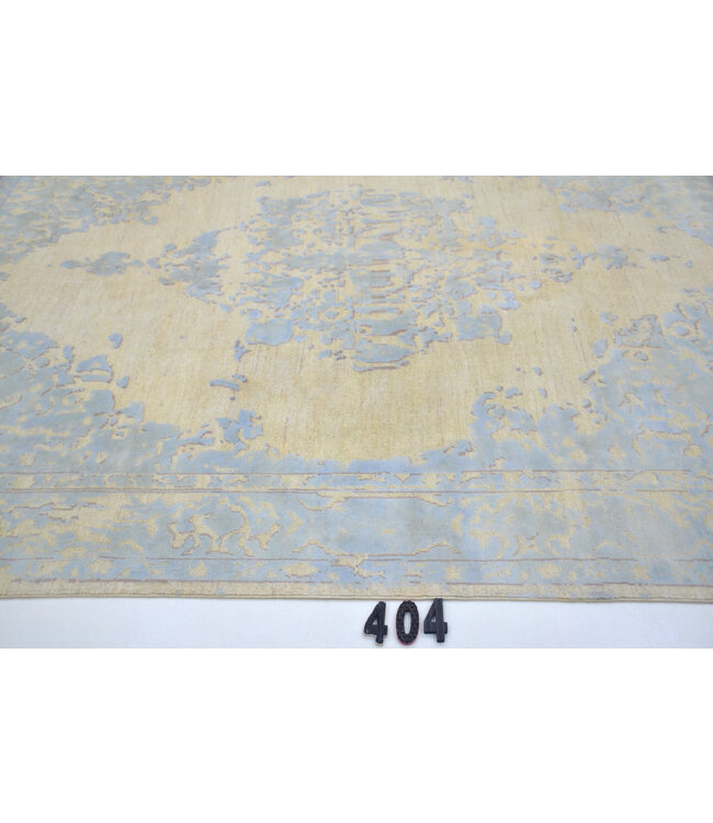 Beige-Blauer Moderner Teppich – 263 x 173 cm – Handgeknüpft aus Wolle
