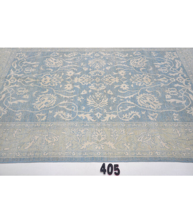 Blau-Crème Ziegler Teppich – 248 x 164 cm – Handgeknüpft aus Wolle