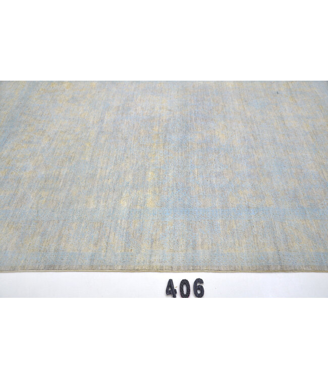 Lichtblauw-Beige Modern Vloerkleed – 245 x 168 cm – Handgeknoopt Wol