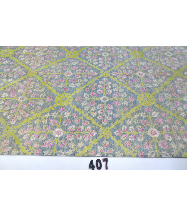 Grey-Pink-Yellow Gabbeh Rug – 243 x 171 cm – Hand-Knotted Wool