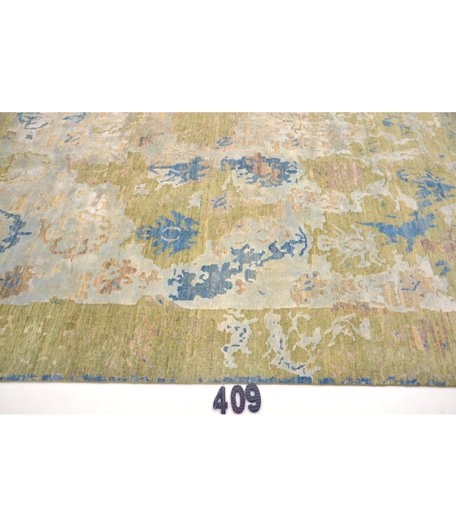 Groen-Blauw Modern Vloerkleed – 241 x 171 cm – Handgeknoopt Wol