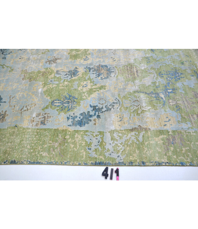 Green-Blue Gabbeh Pattern Hand-Knotted Wool Rug – 240 x 171 cm