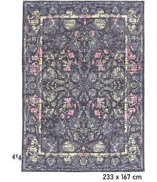 Dunkelbunter Vintage-Muster handgeknüpfter Wollteppich – 233 x 167 cm