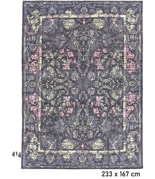 Donker meerkleurig Vintage patroon handgeknoopt wollen vloerkleed – 233 x 167 cm