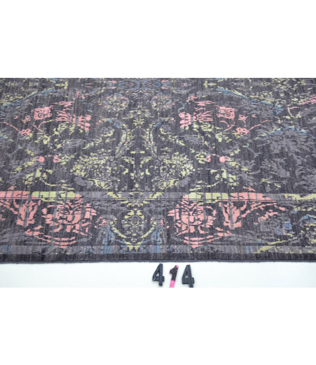 Dunkelbunter Vintage-Muster handgeknüpfter Wollteppich – 233 x 167 cm