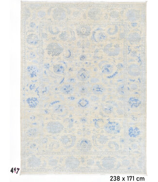 Beige-blauer Ziegler-Muster handgeknüpfter Wollteppich – 238 x 171 cm