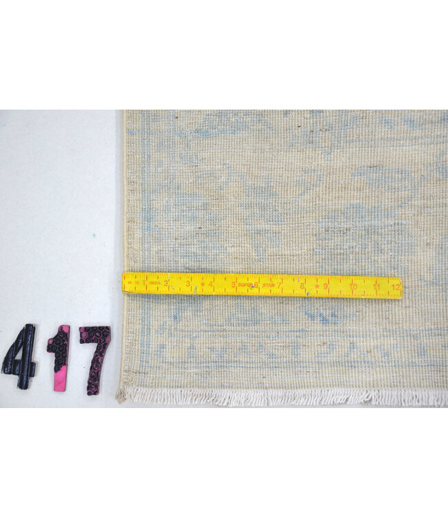 Beige-Blue Ziegler Pattern Hand-Knotted Wool Rug – 238 x 171 cm