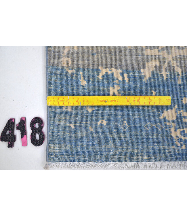 Blauw-beige Modern patroon handgeknoopt wollen vloerkleed – 288 x 199 cm