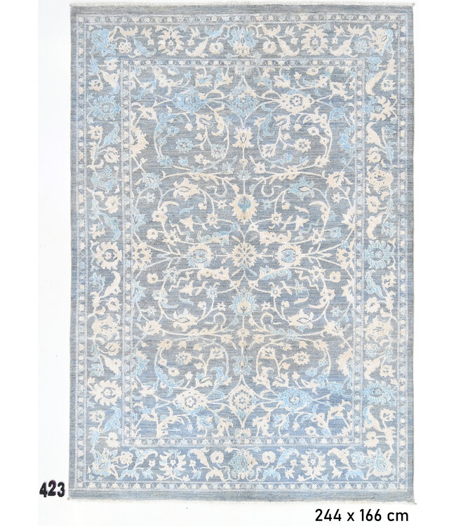 Blau, Muster: Vintage, Abmessungen: 244 x 166 cm