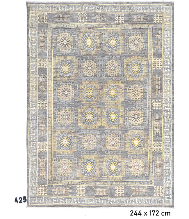 Grau, Muster: Kazak, Abmessungen: 244 x 172 cm