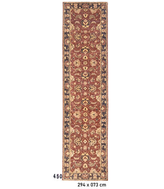 Rostbraun & Blau Ziegler Läufer – Handgeknüpft – 294 x 073 cm – Wolle