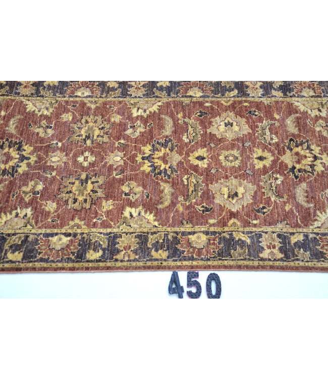 Roestbruin & Blauw Ziegler Loper – Handgeknoopt – 294 x 073 cm – Wol