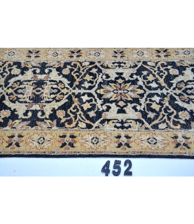 Dark Blue & Beige Ziegler Runner – Hand-Knotted – 303 x 077 cm – Wool