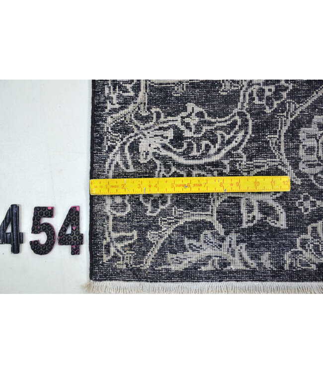 Schwarz & Silbergrau Moderner Läufer – Handgeknüpft – 360 x 076 cm – Wolle