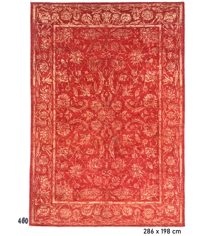 Red Vintage Hand-Knotted Wool Rug - Kazak Pattern 286x198 cm