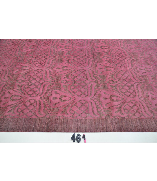 Rosa Vintage Handgeknüpfter Wollteppich - Antikes Muster 296x203 cm