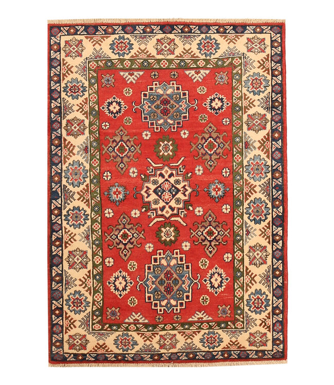151x106cm Handgeknüpfter Woll Kazak Teppich – Authentischer Orientalischer Teppich, Traditionelles Tribal Design, Hochwertiger Handgefertigter Wollteppich