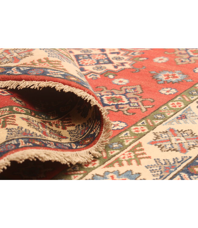 151x106cm Handgeknüpfter Woll Kazak Teppich – Authentischer Orientalischer Teppich, Traditionelles Tribal Design, Hochwertiger Handgefertigter Wollteppich