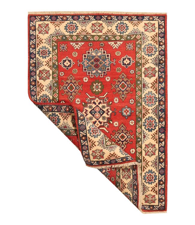 151x106cm Hand-Knotted Wool Kazak Rug – Authentic Oriental Carpet, Traditional Tribal Design, High-Quality Handmade Wool Rug