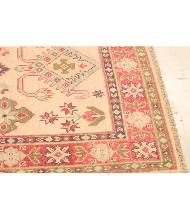 154x100cm Handgeknoopte Wol Kazak Tapijt – Authentiek Oosters Vloerkleed, Traditioneel Tribaal Design, Hoogwaardige Handgemaakte Wol Tapijt