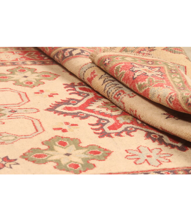 154x100cm Handgeknoopte Wol Kazak Tapijt – Authentiek Oosters Vloerkleed, Traditioneel Tribaal Design, Hoogwaardige Handgemaakte Wol Tapijt