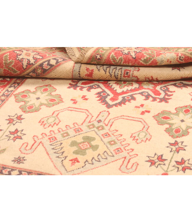 154x100cm Handgeknüpfter Woll Kazak Teppich – Authentischer Orientalischer Teppich, Traditionelles Tribal Design, Hochwertiger Handgefertigter Wollteppich