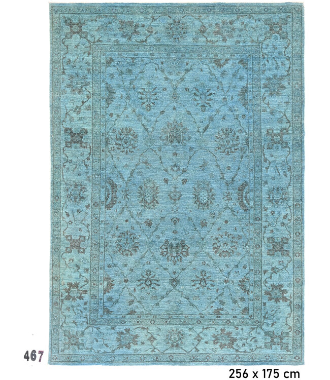 Türkiser Ziegler Muster handgeknüpfter Wollteppich – 256 x 175 cm