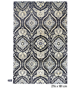 Zwart-beige Ziegler patroon handgeknoopt wollen vloerkleed – 276 x 181 cm Zwart-beige Ziegler patroon handgeknoopt wollen vloerkleed – 276 x 181 cm