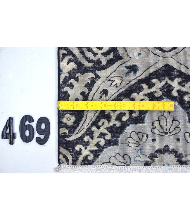 Black-Beige Ziegler Pattern Hand-Knotted Wool Rug – 276 x 181 cm