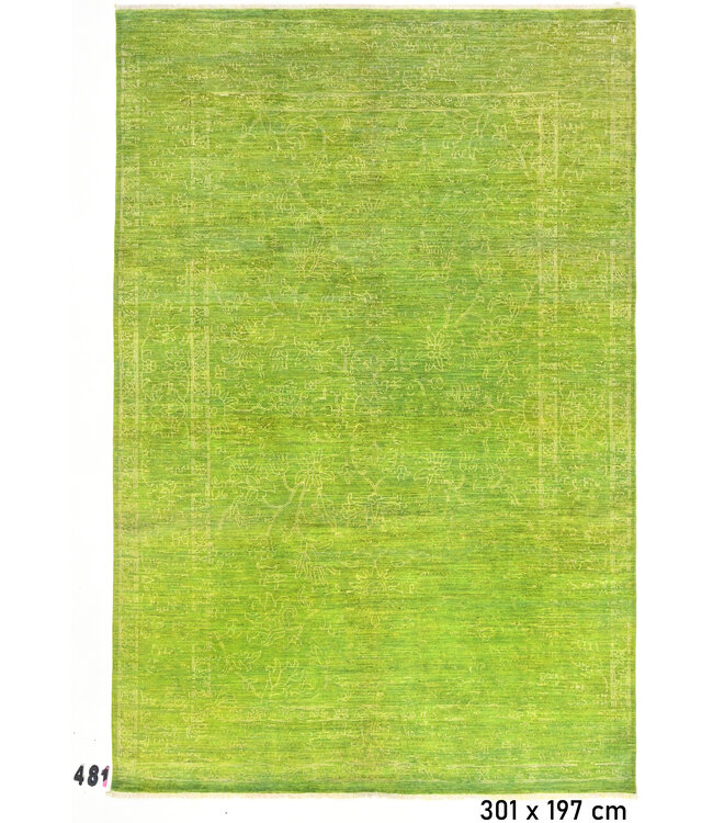 Modern Gabbeh Teppich - Grün, 301 x 197 cm