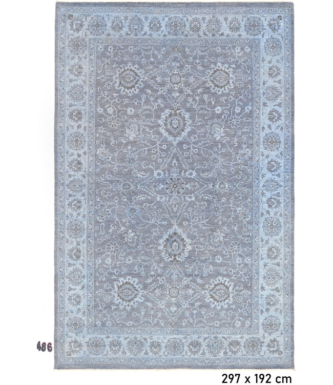 Vintage Ziegler Teppich - Grau & Blau, 297 x 192 cm