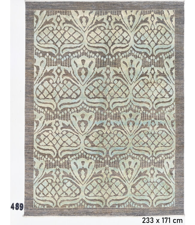 Vintage Kazak Tapijt - Groen & Bruin, 233 x 171 cm