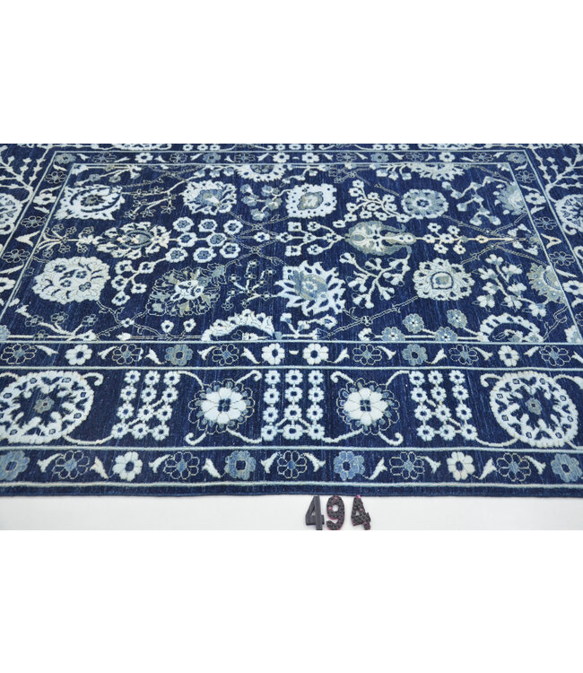 Vintage Ziegler Tapijt - Blauw & Wit, 234 x 168 cm