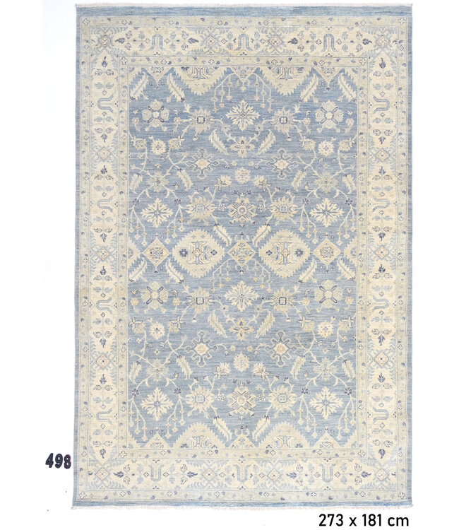 Vintage Ziegler Tapijt - Blauw & Geel, 273 x 181 cm