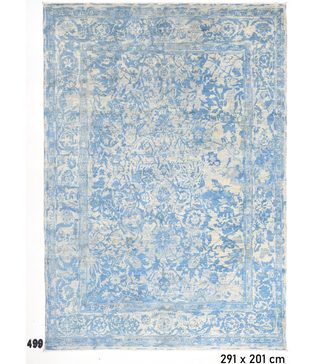 Vintage Ziegler Rug - Blue & Cream, 291 x 201 cm