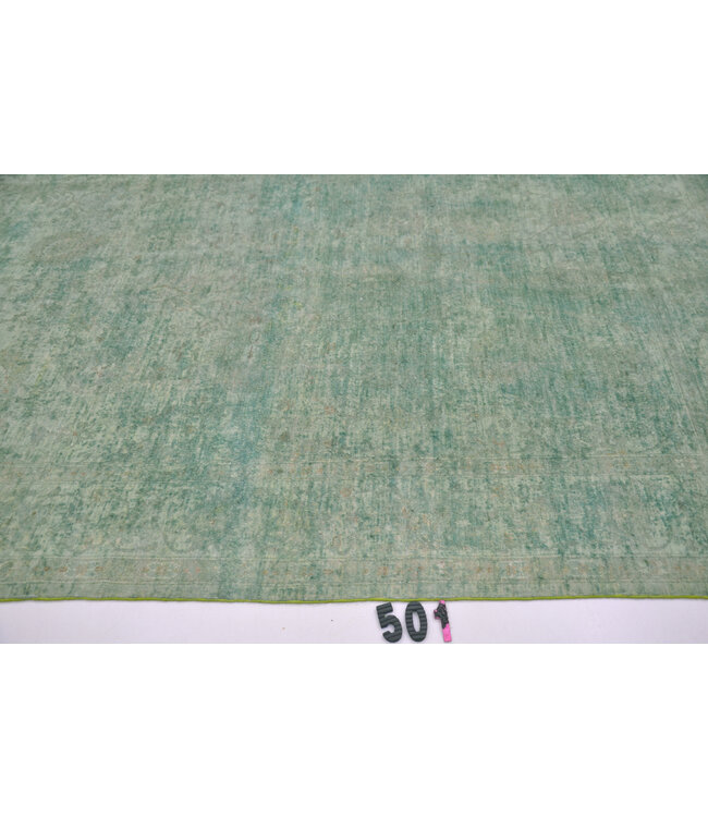 Green Vintage Rug – 274 x 180 cm – Hand-Knotted Wool
