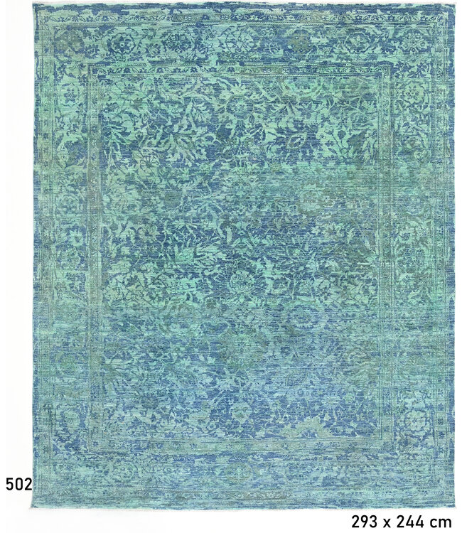 Blue Vintage Rug – 293 x 244 cm – Hand-Knotted Wool
