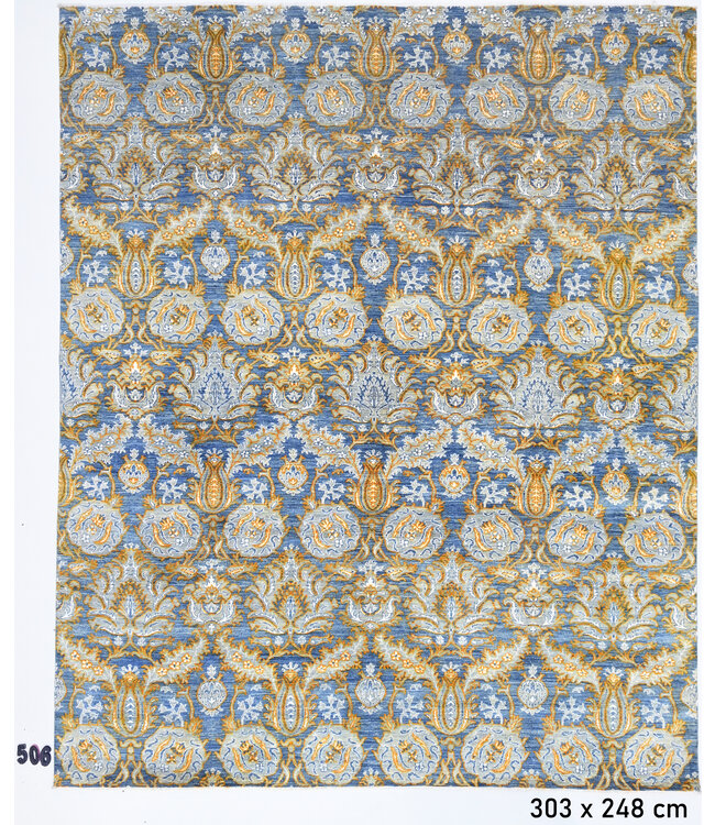 Blue-Gold Ziegler Rug – 303 x 248 cm – Hand-Knotted Wool