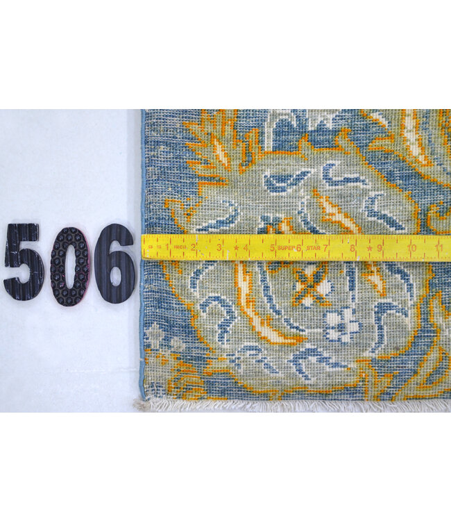 Blau-Goldener Ziegler Teppich – 303 x 248 cm – Handgeknüpft aus Wolle