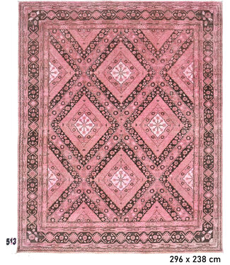 Roze & Bruin Vintage Tapijt – 296 x 238 cm – Handgeknoopt van Wol Roze & Bruin Vintage Tapijt – 296 x 238 cm – Handgeknoopt van Wol