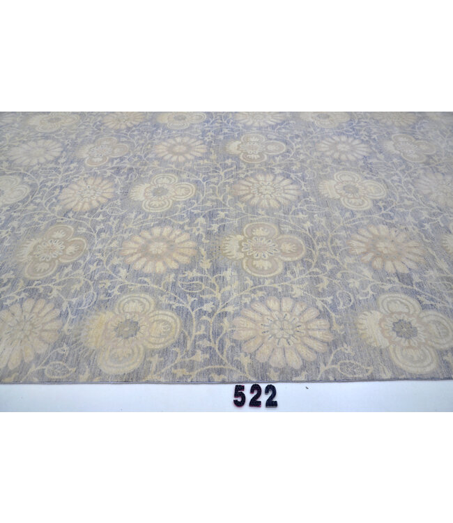 Lichtblauw Modern vloerkleed – handgeknoopt wollen tapijt – 360 x 273 cm