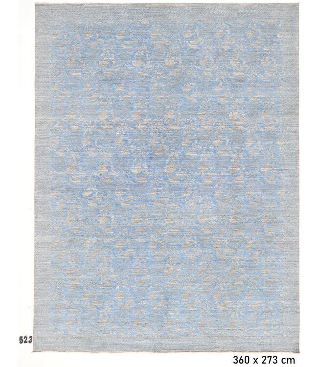 Hellblauer Moderner Teppich – 360x273 cm – Handgeknüpfter Wollteppich