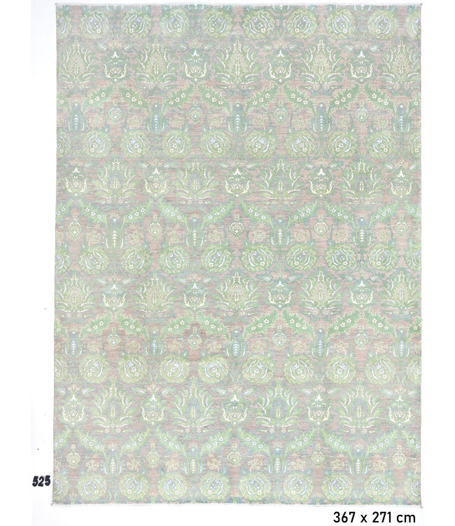 Grüner Ziegler Teppich – 367x271 cm – Handgeknüpfter Wollteppich