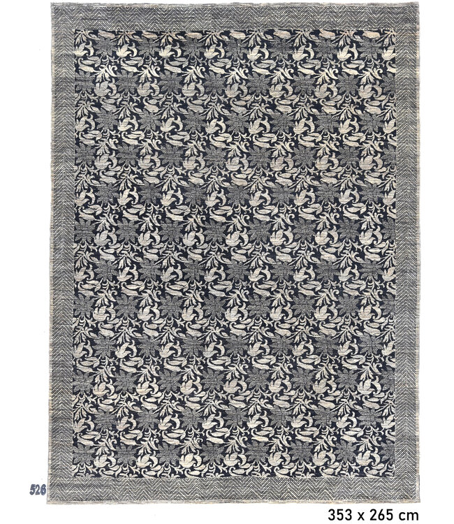 Black & White Modern Rug – 353x265 cm – Hand-Knotted Wool Carpet