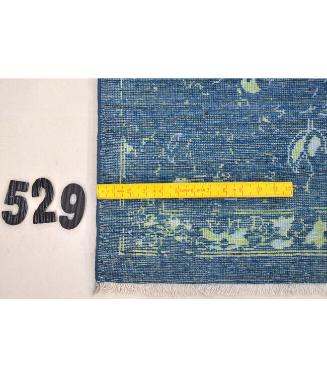 Blauw Vintage vloerkleed – 366x267 cm – Handgeknoopt wollen tapijt